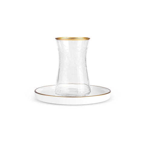 Karaca Athen 6 Personen Gemustertes Tee Set, 12 Teilig, Gold