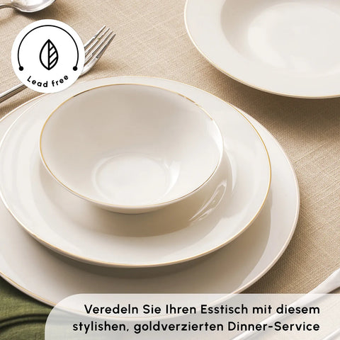 Karaca Lexi Gold 56-teiliges Tafelgeschirr-Set für 12 Personen