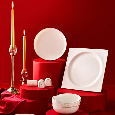 Karaca Red Carpet Collection Fine Pearl Extra Nish 12 Personen Geschirrset, 62 Teilig, Gold