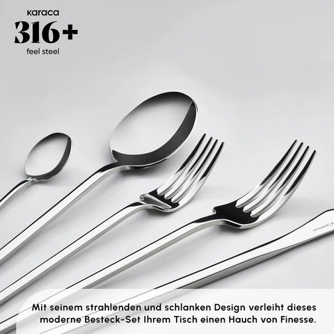 Karaca Look 316+ Stahl 84-teiliges Premium Besteckset für 12 Personen