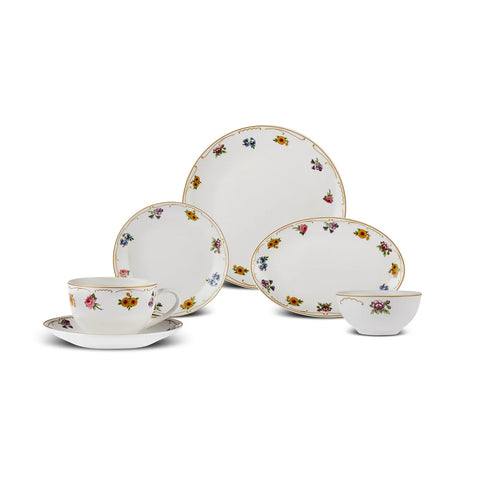 Karaca Natty 6 Personen Frühstücksset und Servierschalen, 26 Teilig, New Generation Bone