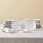 Karaca Square Bone Jamie White 52-Piece 12-Person Dinner Set