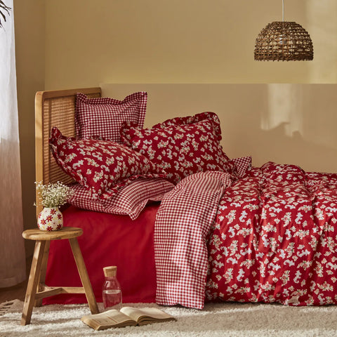 Karaca Home Carlo Doppel Bettbezug Set, 100% Baumwolle, Rot