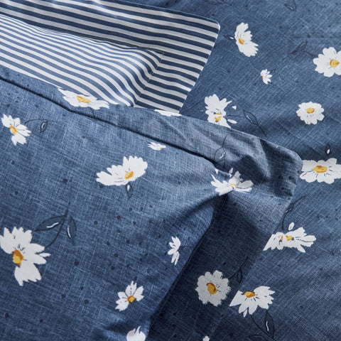 Karaca Home Daisy 100% Baumwolle Einzel Bettbezug Set Indigo