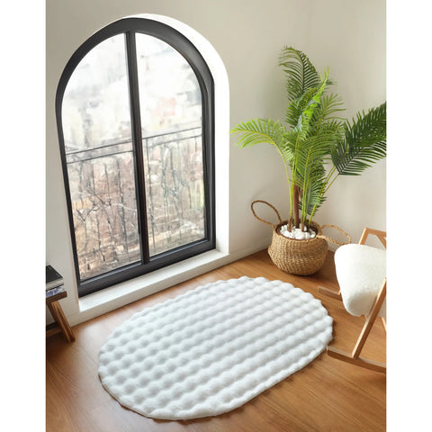 Kaşmir Halı 7/24 Cosy Premium Bubble Weiß Oval 100x150 cm
