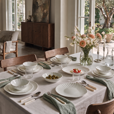 Karaca White Shell Opal Glas Tafelservice 18-teilig für 6 Personen