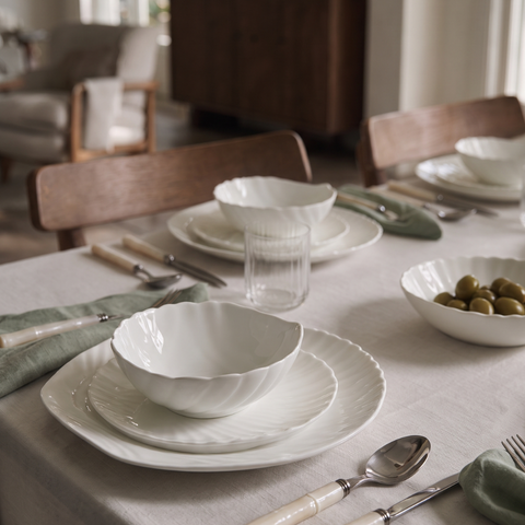 Karaca White Shell Opal Glas Tafelservice 18-teilig für 6 Personen
