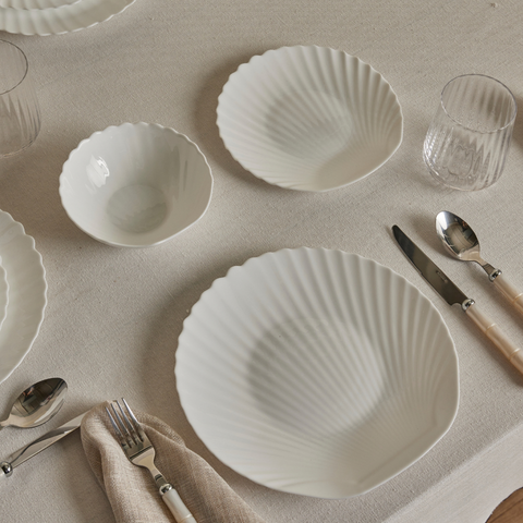 Karaca White Shell Opal Glas Tafelservice 18-teilig für 6 Personen