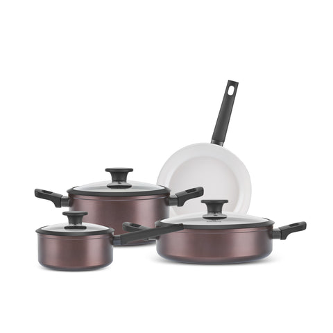 Karaca Ceramica Iconic Bronze, 7-teiliges Kochgeschirr-Set, Induktion, Bronze