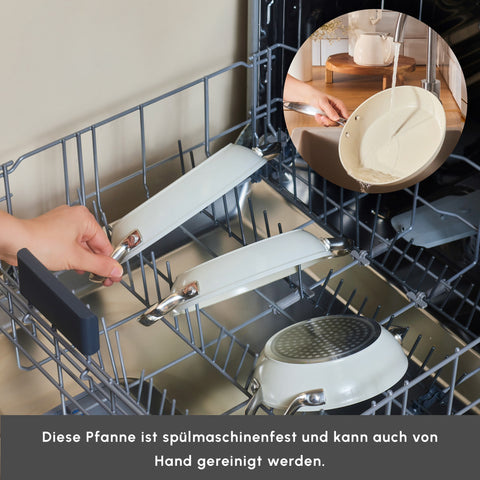 Karaca Swiss Crystal Almond Cream Handle Flache Pfanne 20 cm