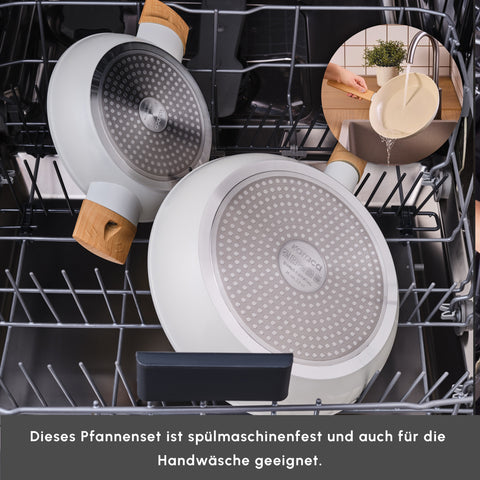 Karaca Swiss Crystal Almond Cream, Pfannen Set, Induktion