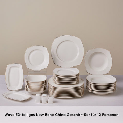 Wave 53-Teiliges Geschirrset für 12-Personen in Gold