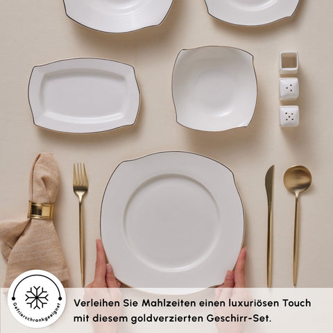 Wave 53-Teiliges Geschirrset für 12-Personen in Gold