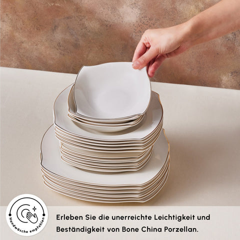 Wave 53-Teiliges Geschirrset für 12-Personen in Gold