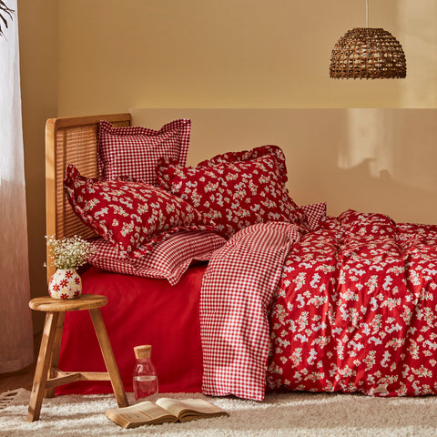 Karaca Home Carlo %100 Pamuk Nevresim Takımı, Tek Kişilik, Kırmızı