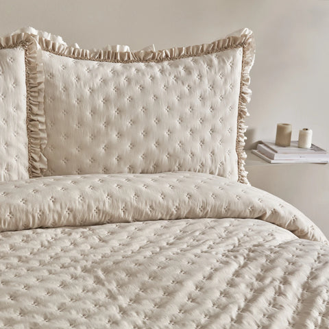 Karaca Home Viona Doppelbett-Bettüberwurf-Set Beige