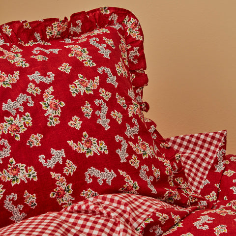 Karaca Home Carlo Doppel Bettwäscheset 100% Baumwolle Rot 200x220 Cm
