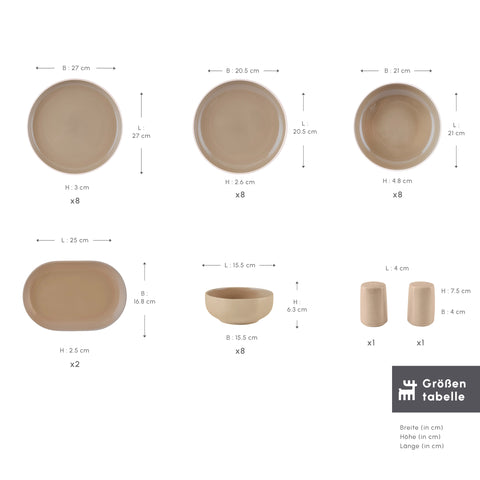 Karaca Terra 36-Teiliges 8-Personen Geschirrset Creme