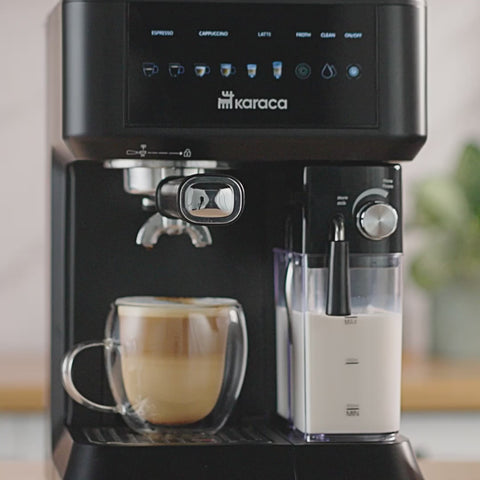 Karaca MyCaffe Barista S10 Entegre Süt Hazneli, Otomatik Espresso, Latte ve Cappuccino Makinesi Matte Black