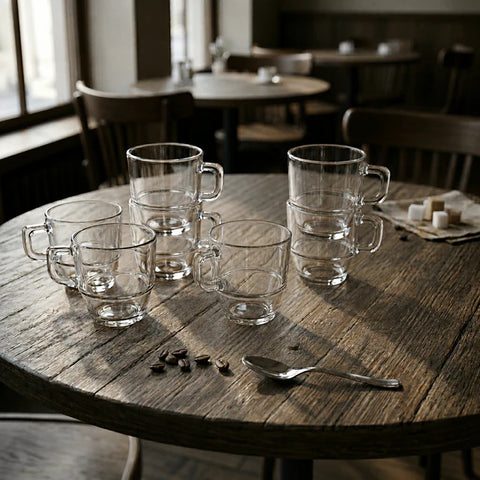 RCR Caffè 6-teiliges Mokka-Espressotassen-Set für 6 Personen, 120 ml, Transparent